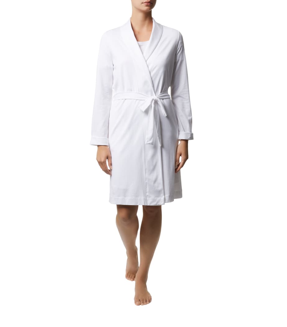 White Short Cotton Robe