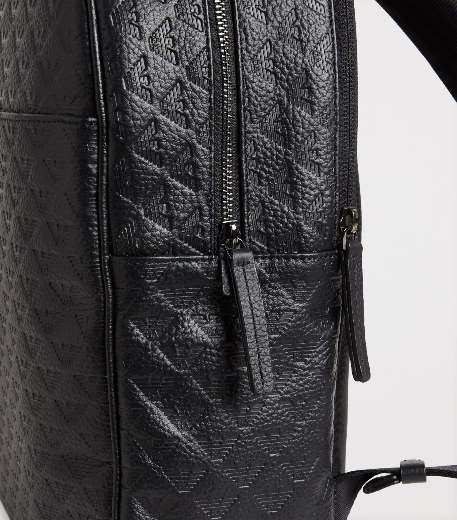 Leather Embossed-Logo Backpack
