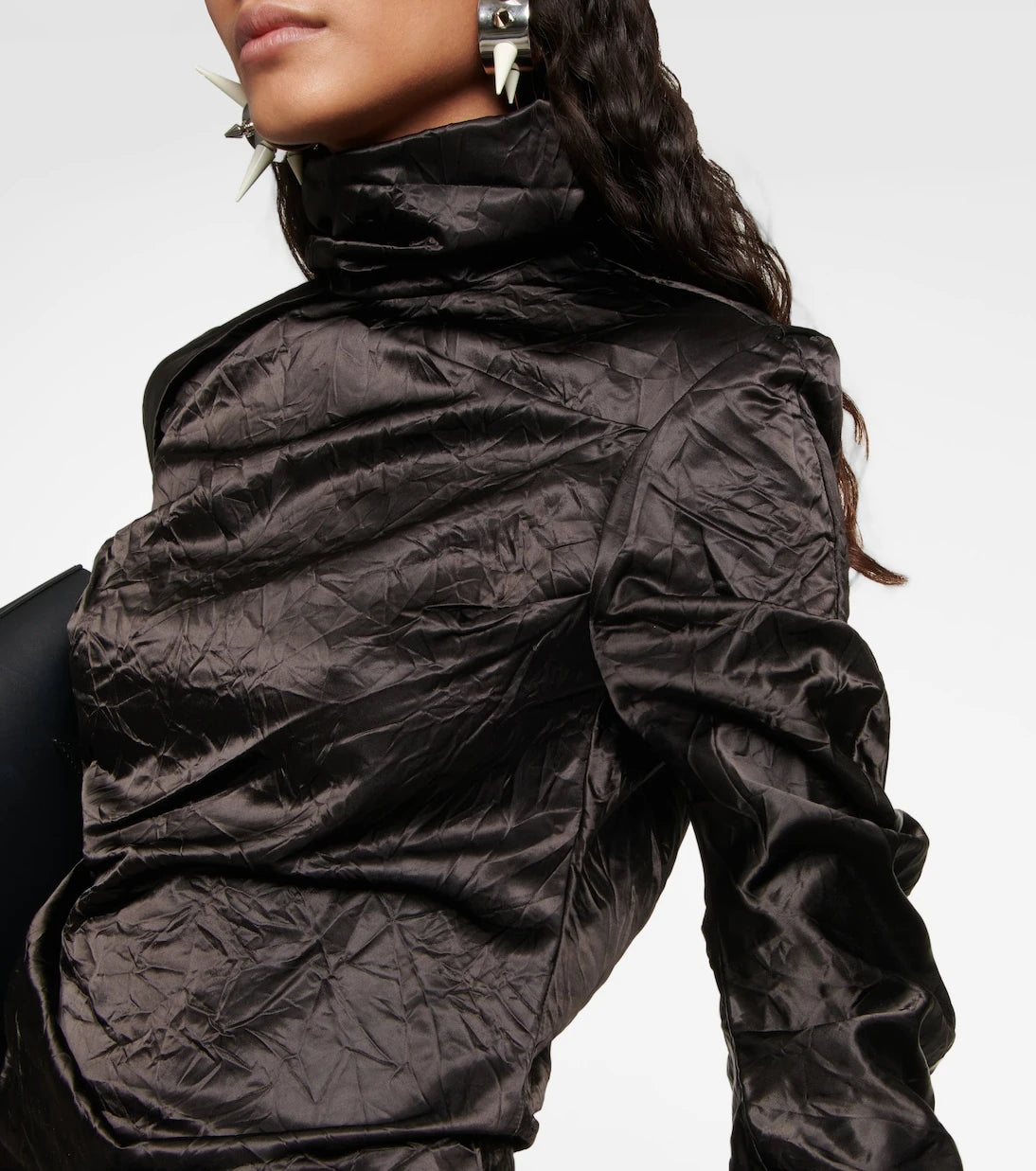 Acne Studios - Crinkle satin turtleneck top