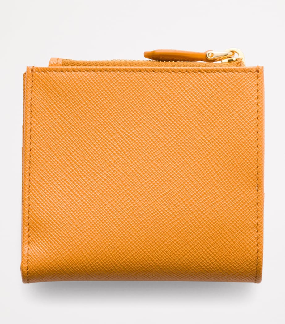 Prada Orange Small Saffiano Leather Bifold Wallet