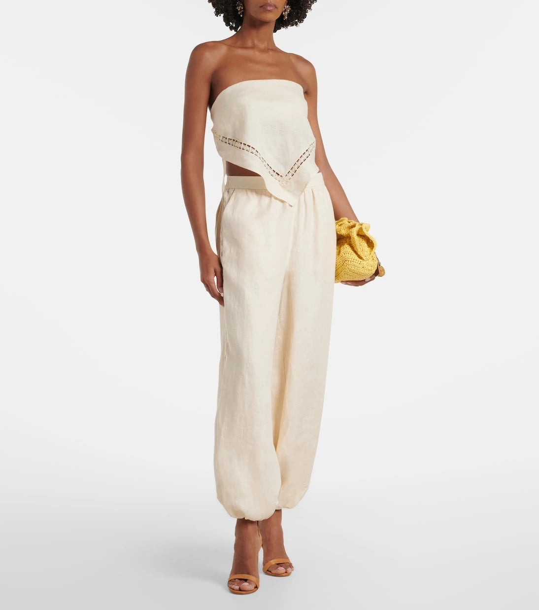Simkhai - Lace-trimmed linen-blend wide-leg pants