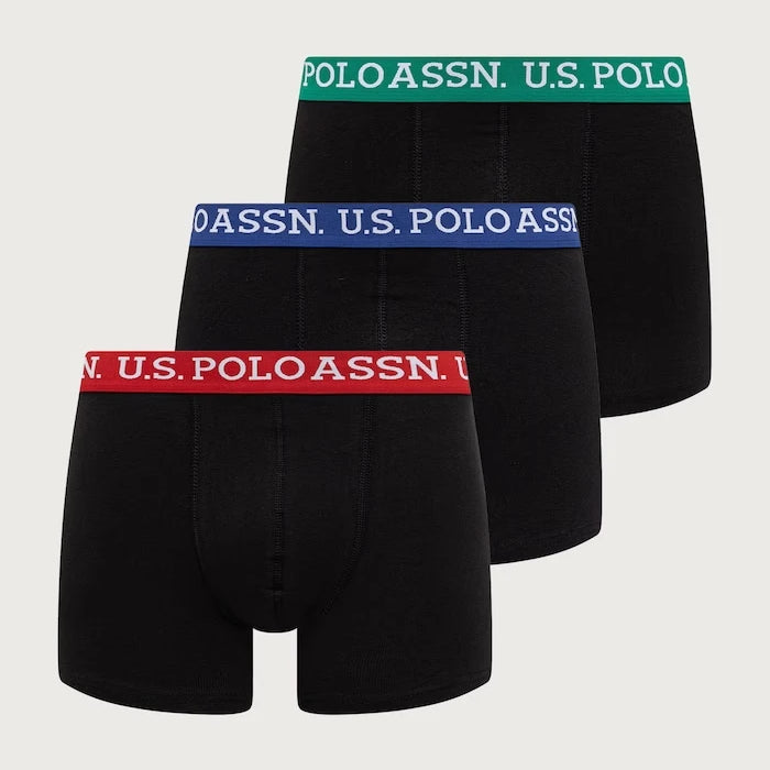 U.S. Polo Assn. erkek pamuklu dar boxer CONTRAST BRAND WAISTBAND 3'lü paket