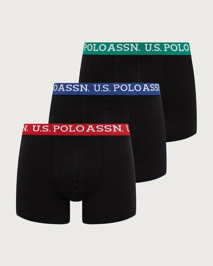 U.S. Polo Assn. erkek pamuklu dar boxer CONTRAST BRAND WAISTBAND 3'lü paket
