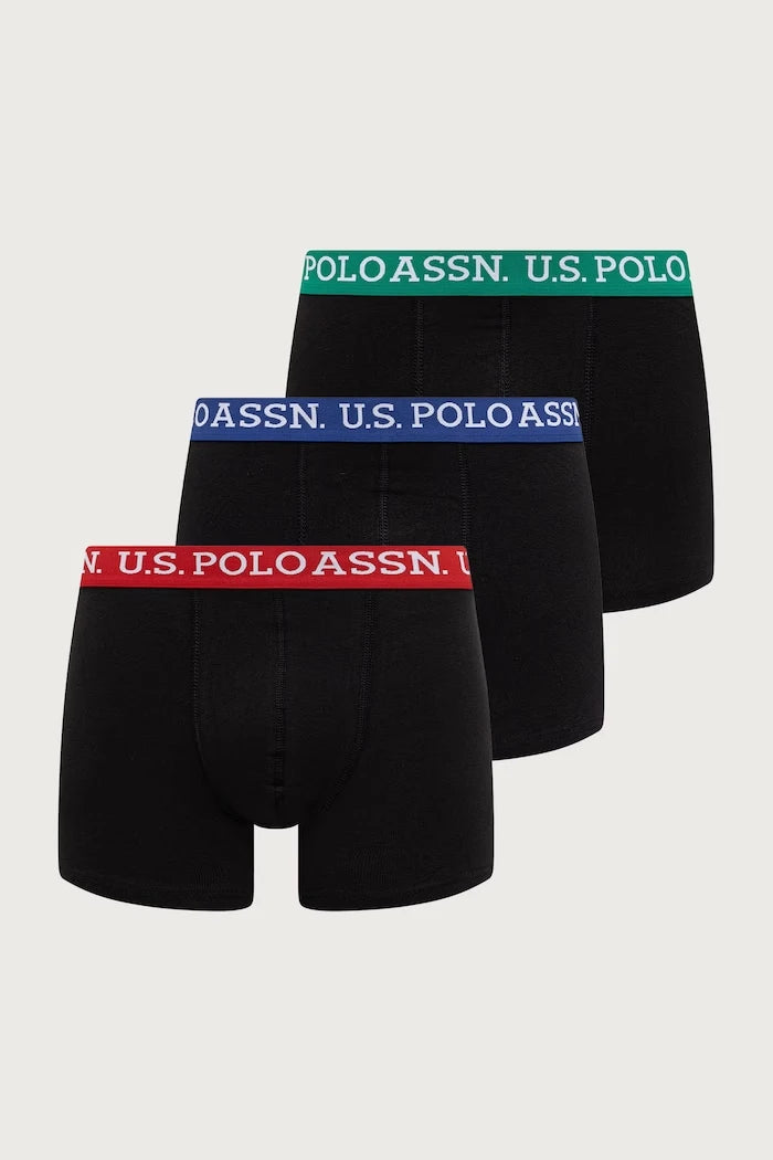 U.S. Polo Assn. erkek pamuklu dar boxer CONTRAST BRAND WAISTBAND 3'lü paket