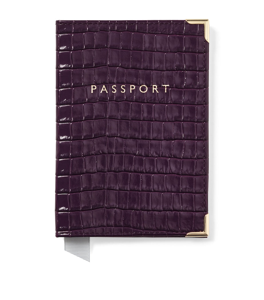 Leather Croc-Embossed Passport Cover