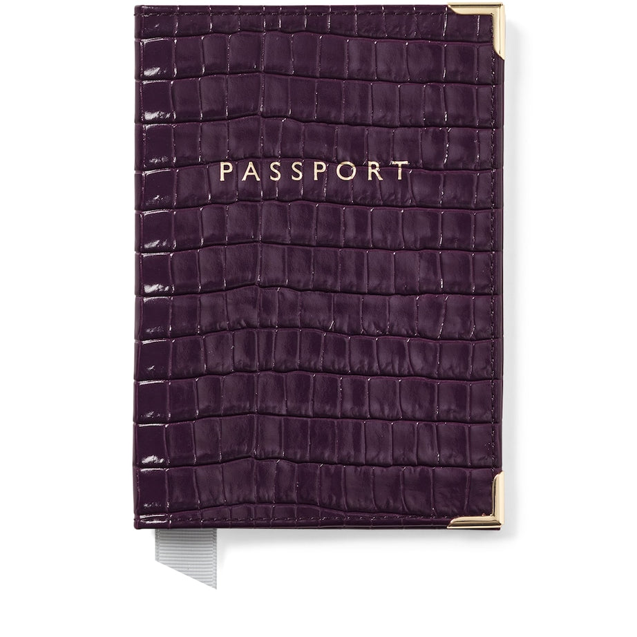 Leather Croc-Embossed Passport Cover
