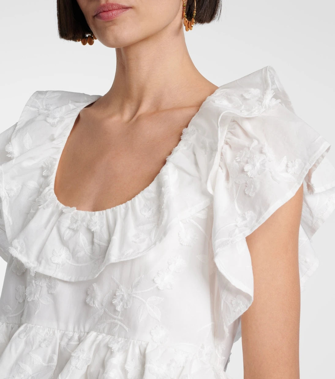Dorothee Schumacher - Slees embroidered ruffled cotton top
