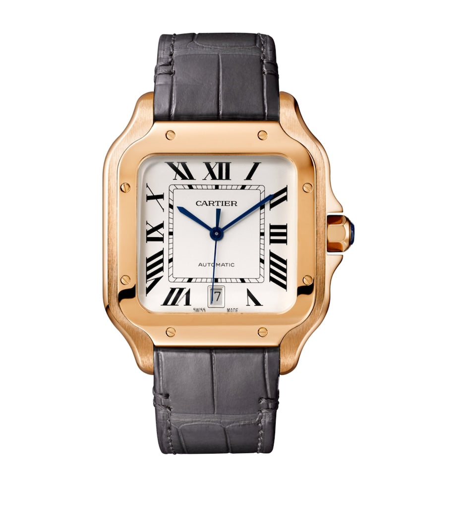 Large Rose Gold Santos de Cartier Watch 39.8mm