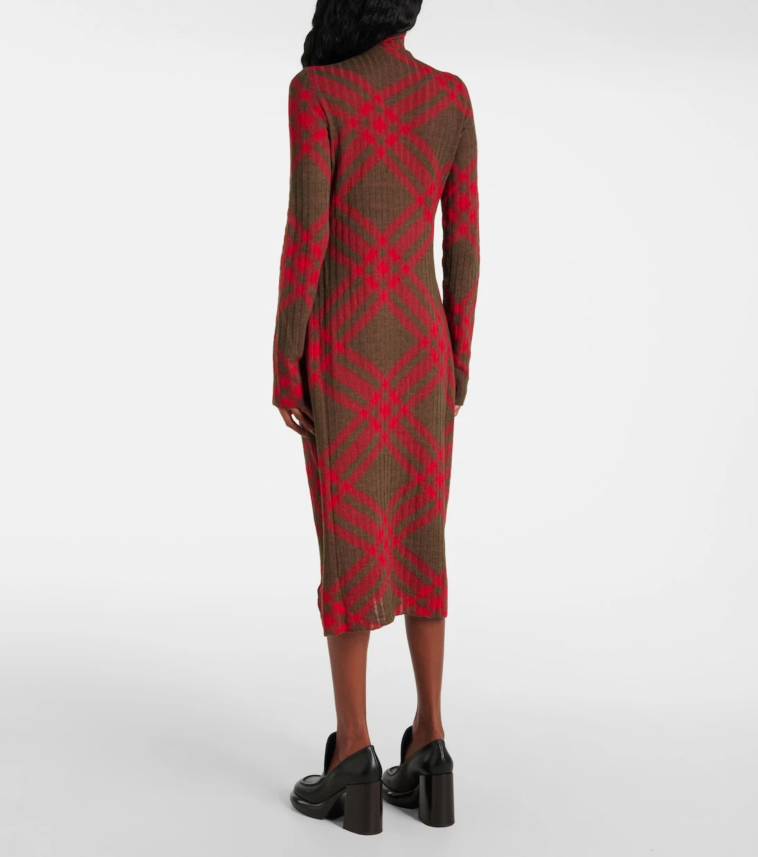 Burberry - Burberry Check ribbed-knit midi dress