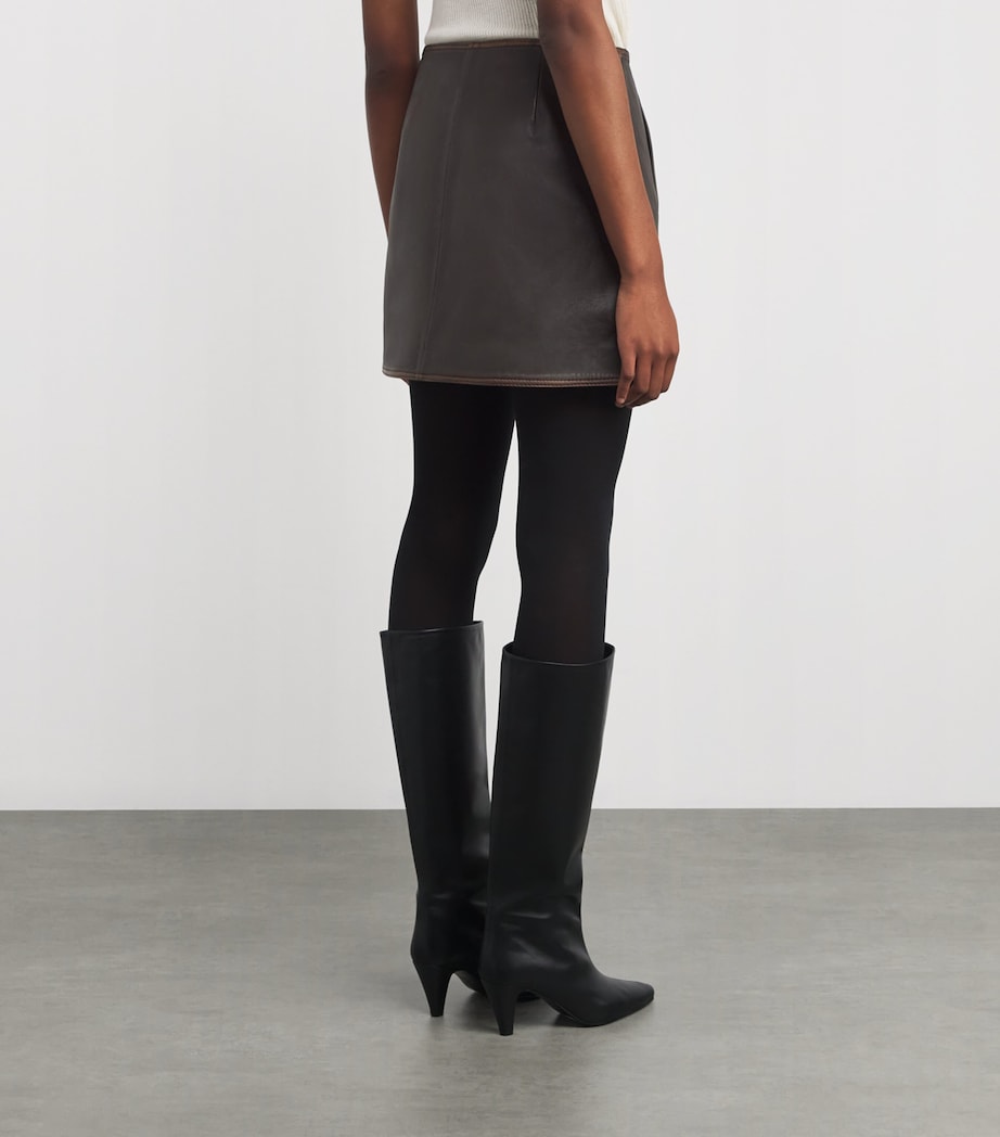 Claudie Pierlot Brown Leather Turn-Lock Mini Skirt