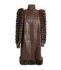 Chloé Brown Leather Fur-Trim Coat