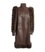 Chloé Brown Leather Fur-Trim Coat