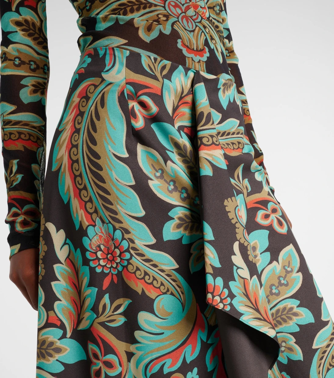 Etro - تنورة بتصميم لف غير متماثل وبنقشة الزهور