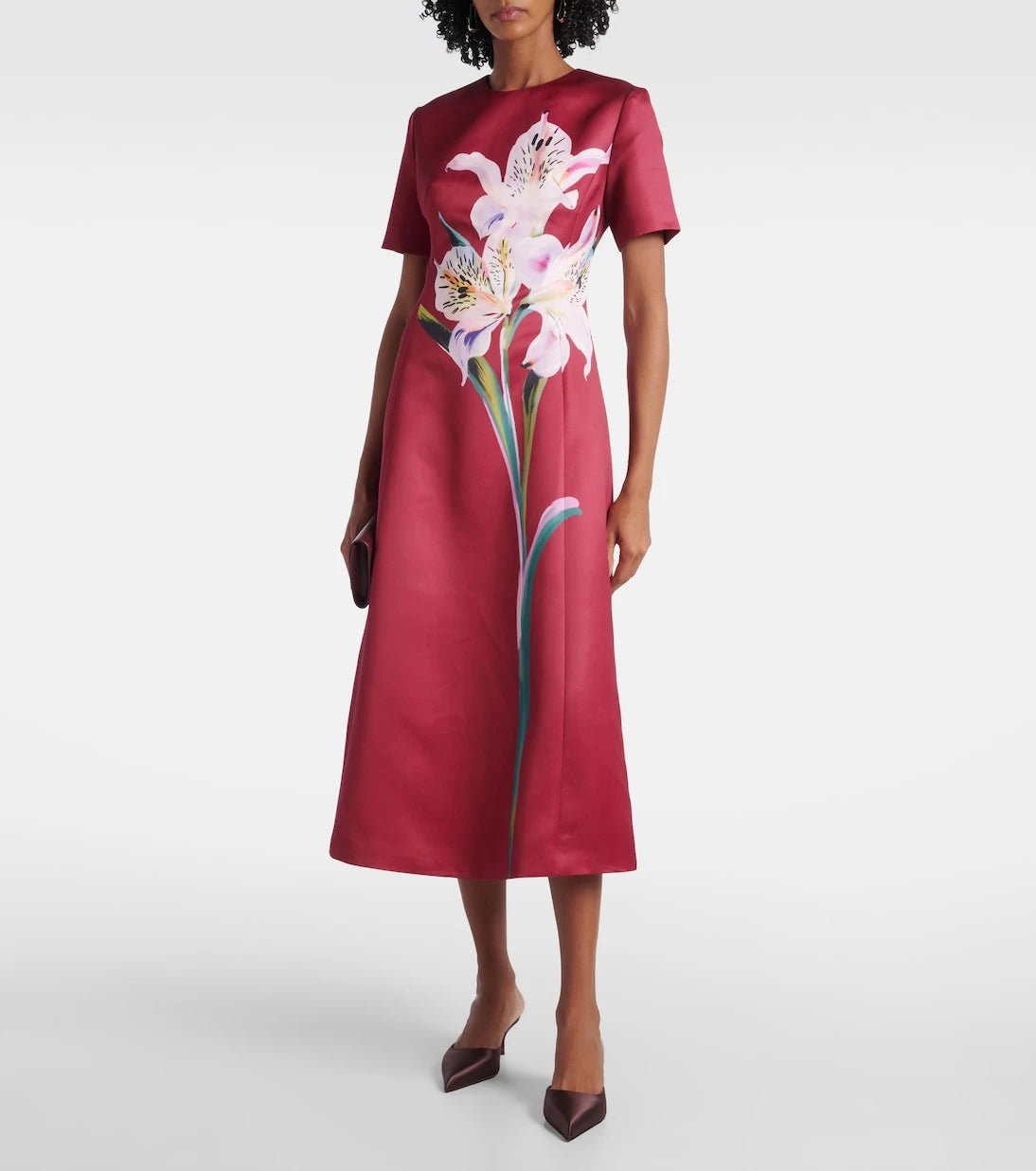Leo Lin - Caroline floral satin midi dress