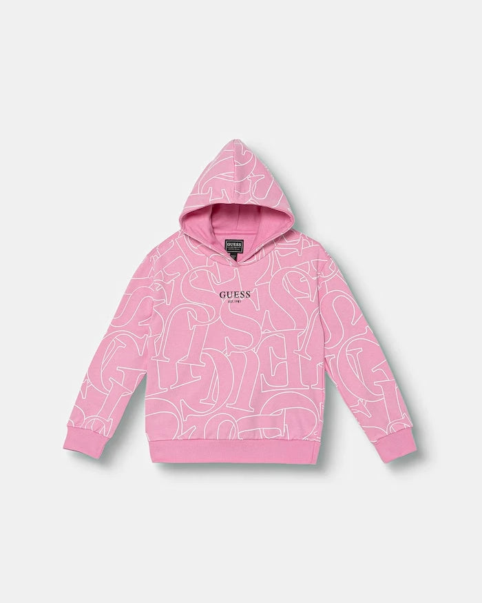 Guess çocuklar için pamuklu kapüşonlu sweatshirt