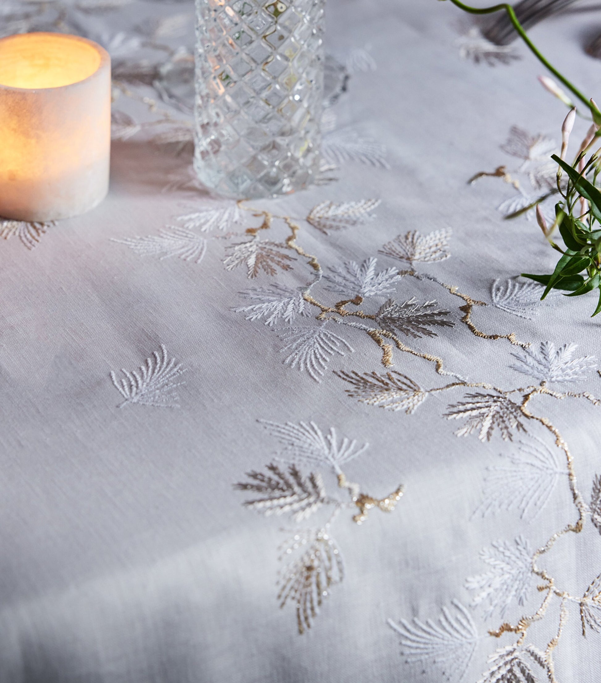 Linen Embroidered Tablecloth (170cm x 320cm)