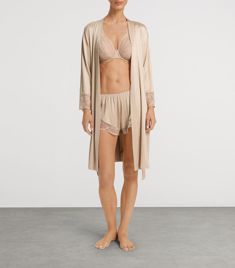 Hanro Satin Lace-Trim Lilith Robe