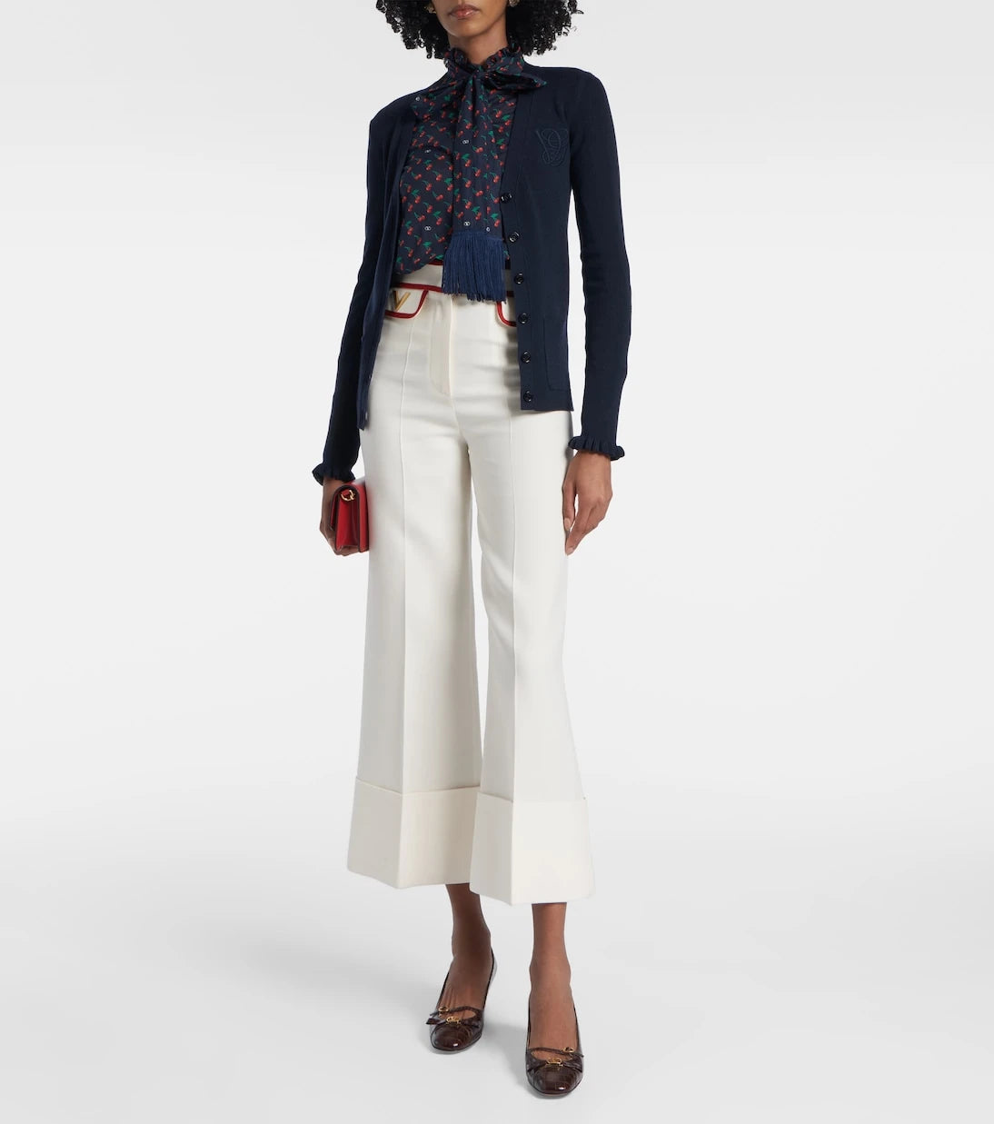 Valentino - Ruffled virgin wool cardigan