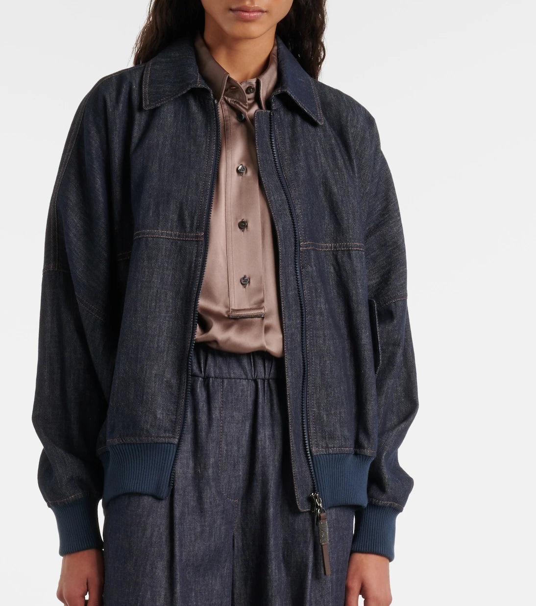 Brunello Cucinelli - Denim bomber jacket