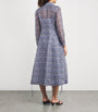 Tory Burch Blue Silk Organza Graphic Print Shirt Dress