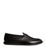Giorgio Armani Leather Monogram-Embroidered Loafers