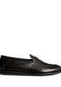 Giorgio Armani Leather Monogram-Embroidered Loafers