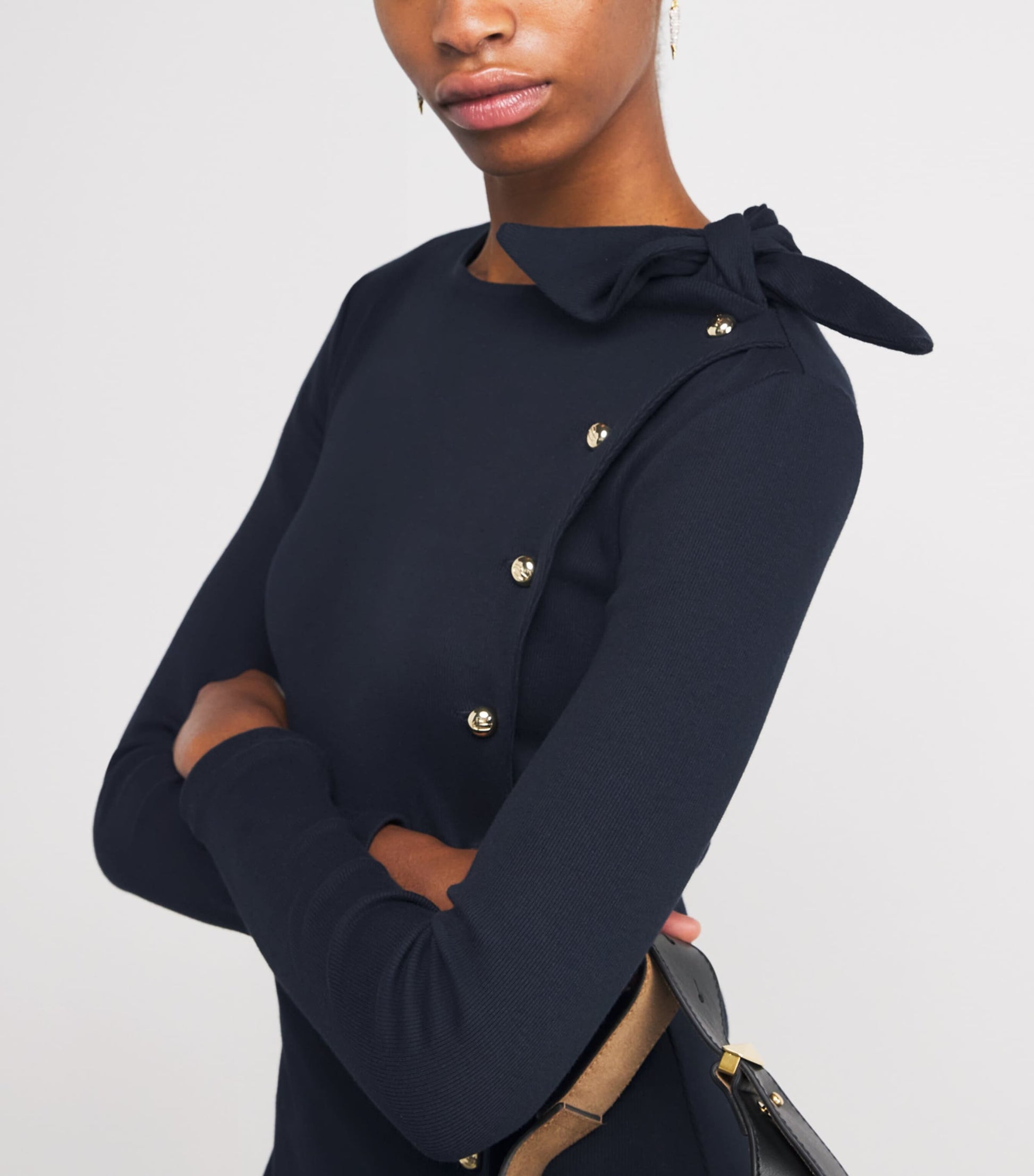 Claudie Pierlot Blue Stretch-Cotton Button Dress