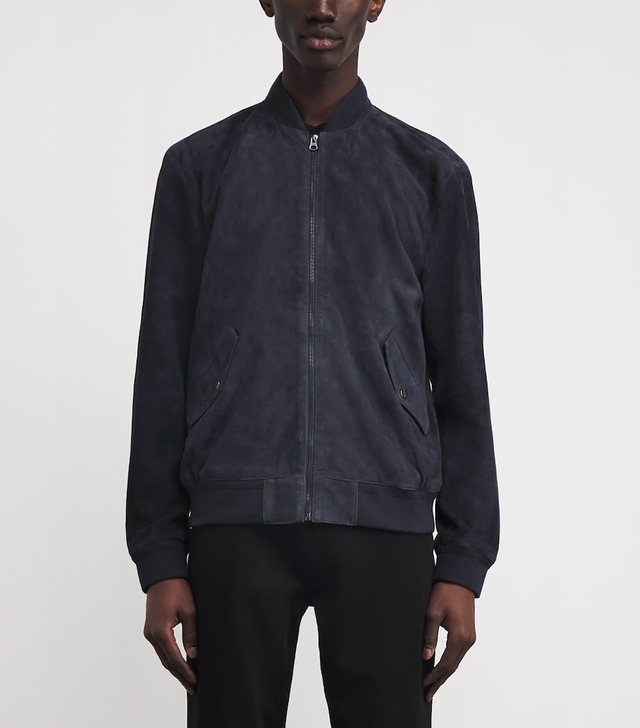 PAIGE Grey Suede Chen Bomber Jacket