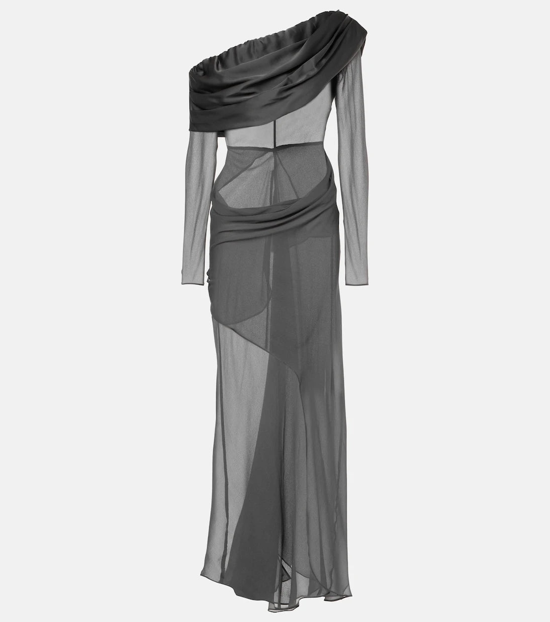 Christopher Esber - Asymmetric sheer silk maxi dress