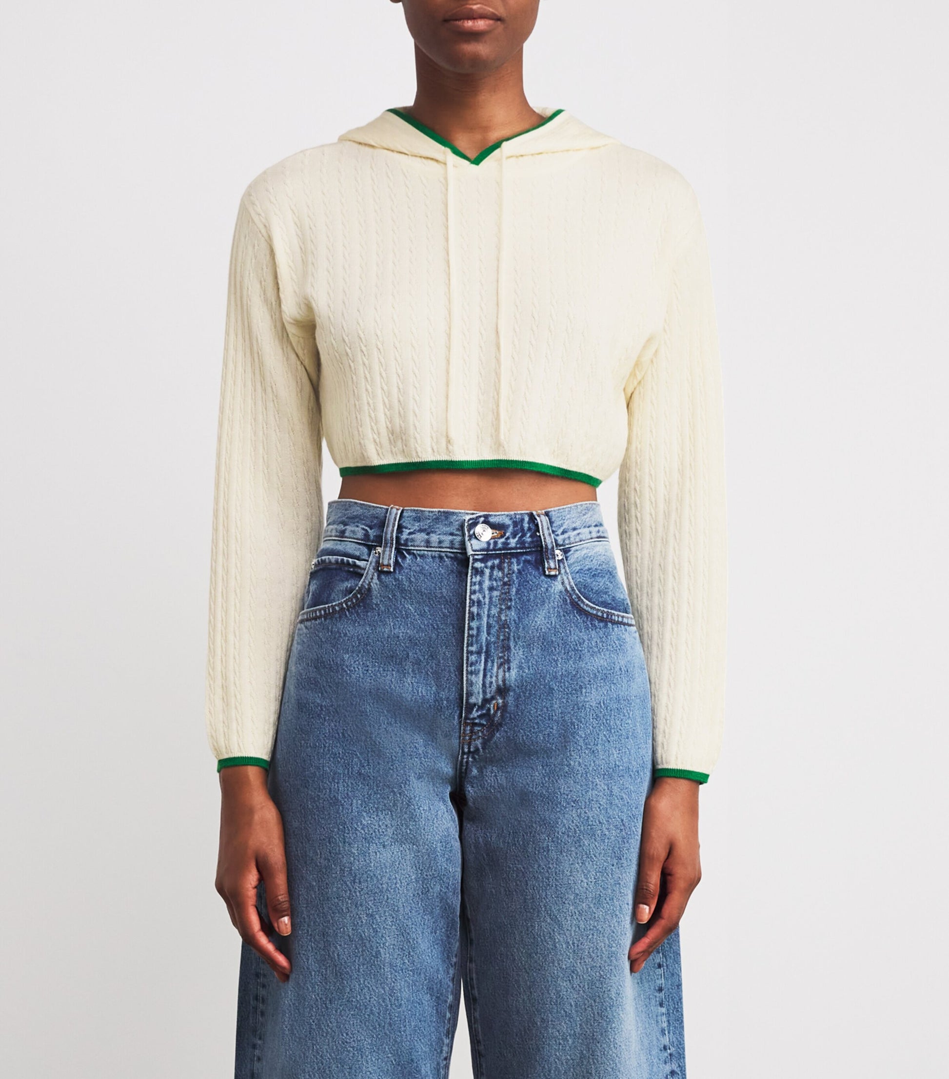 Multi Cashmere-Silk Cropped Hoodie