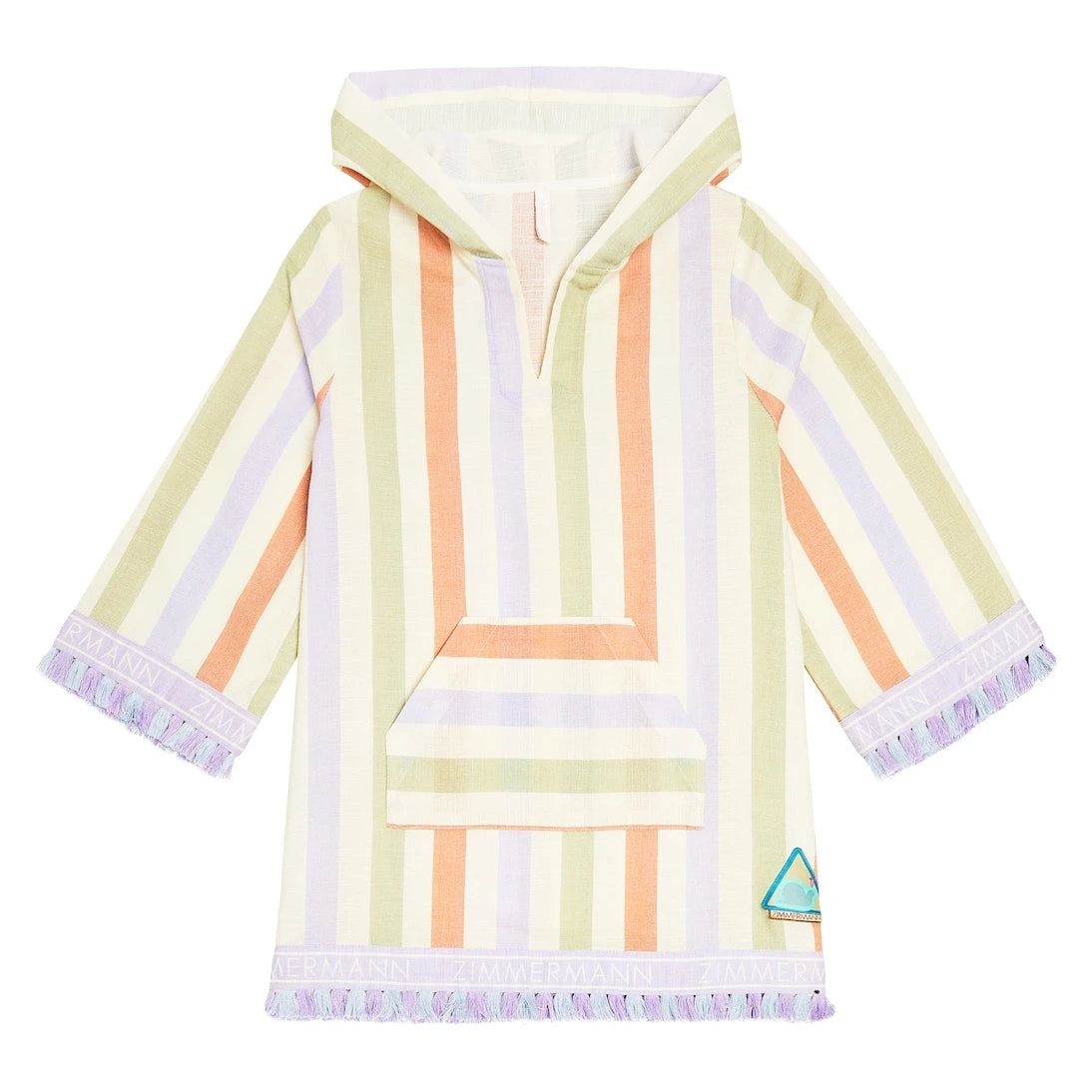 Zimmermann Kids - August striped cotton beach cover-up