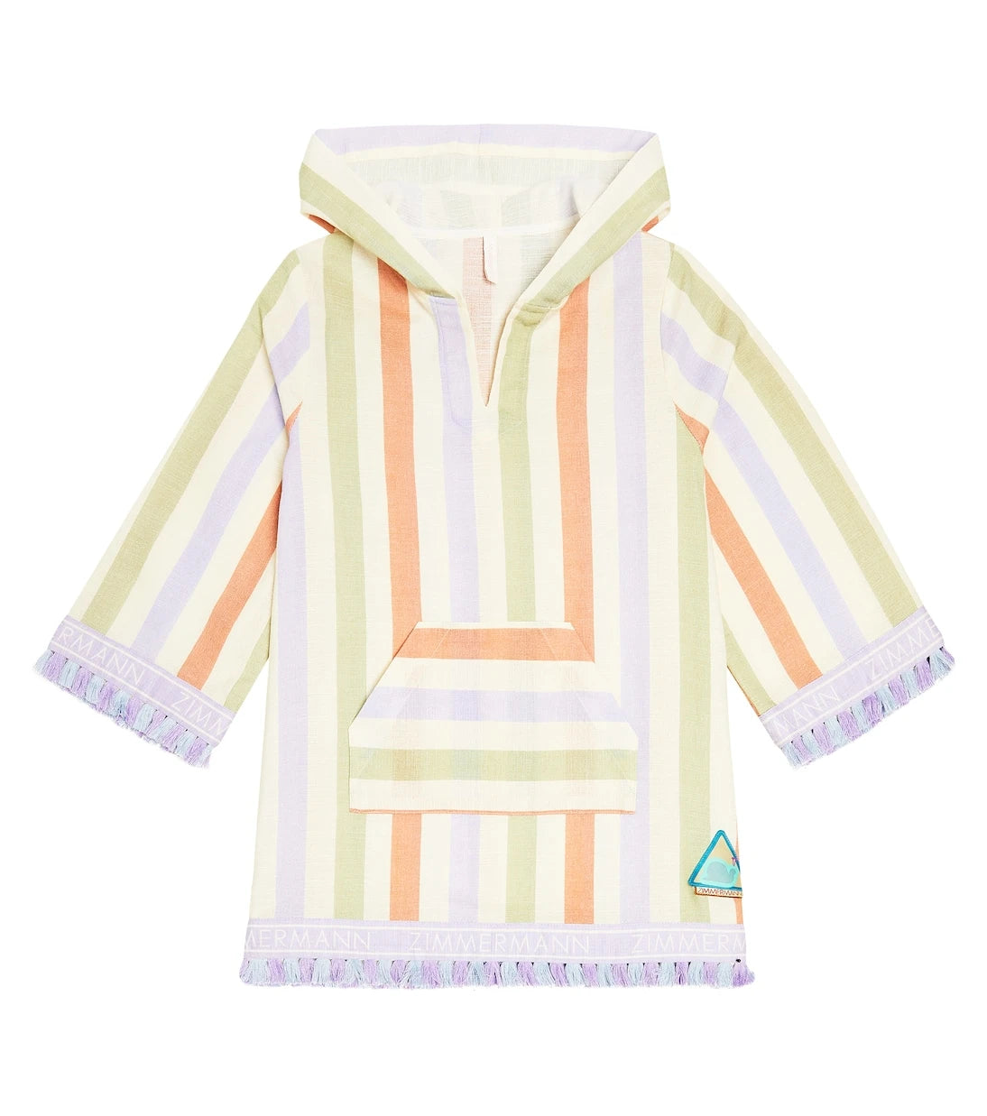 Zimmermann Kids - August striped cotton beach cover-up