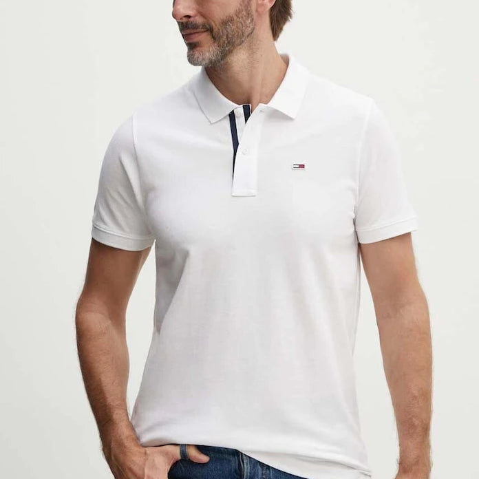 Памучна тениска с яка Tommy Jeans