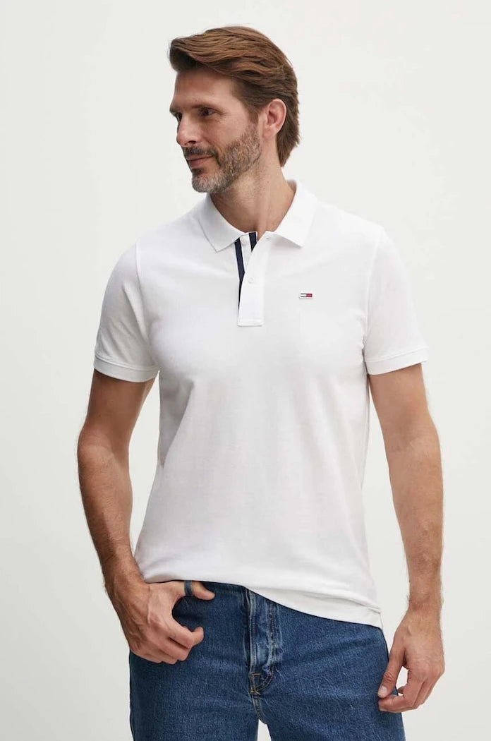 Памучна тениска с яка Tommy Jeans