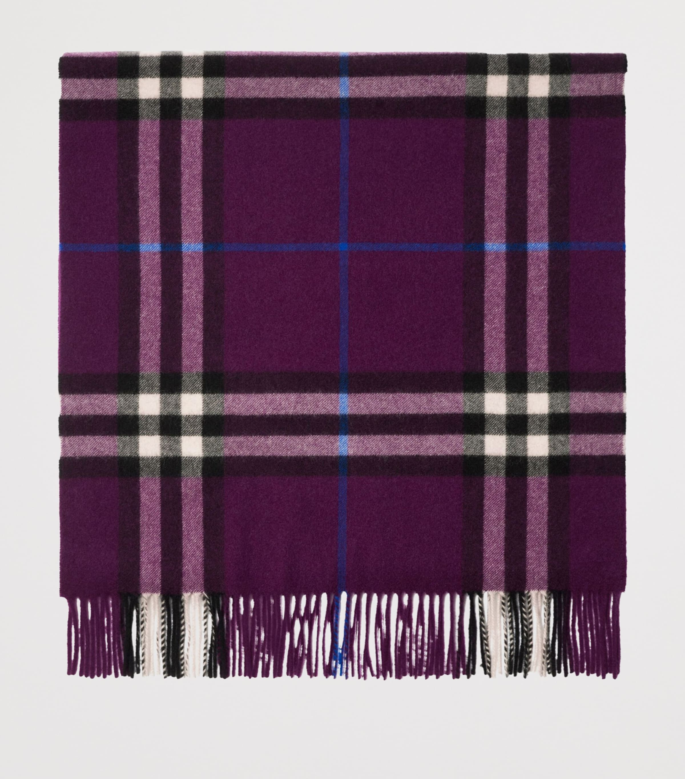 Purple Cashmere Wide Check Scarf