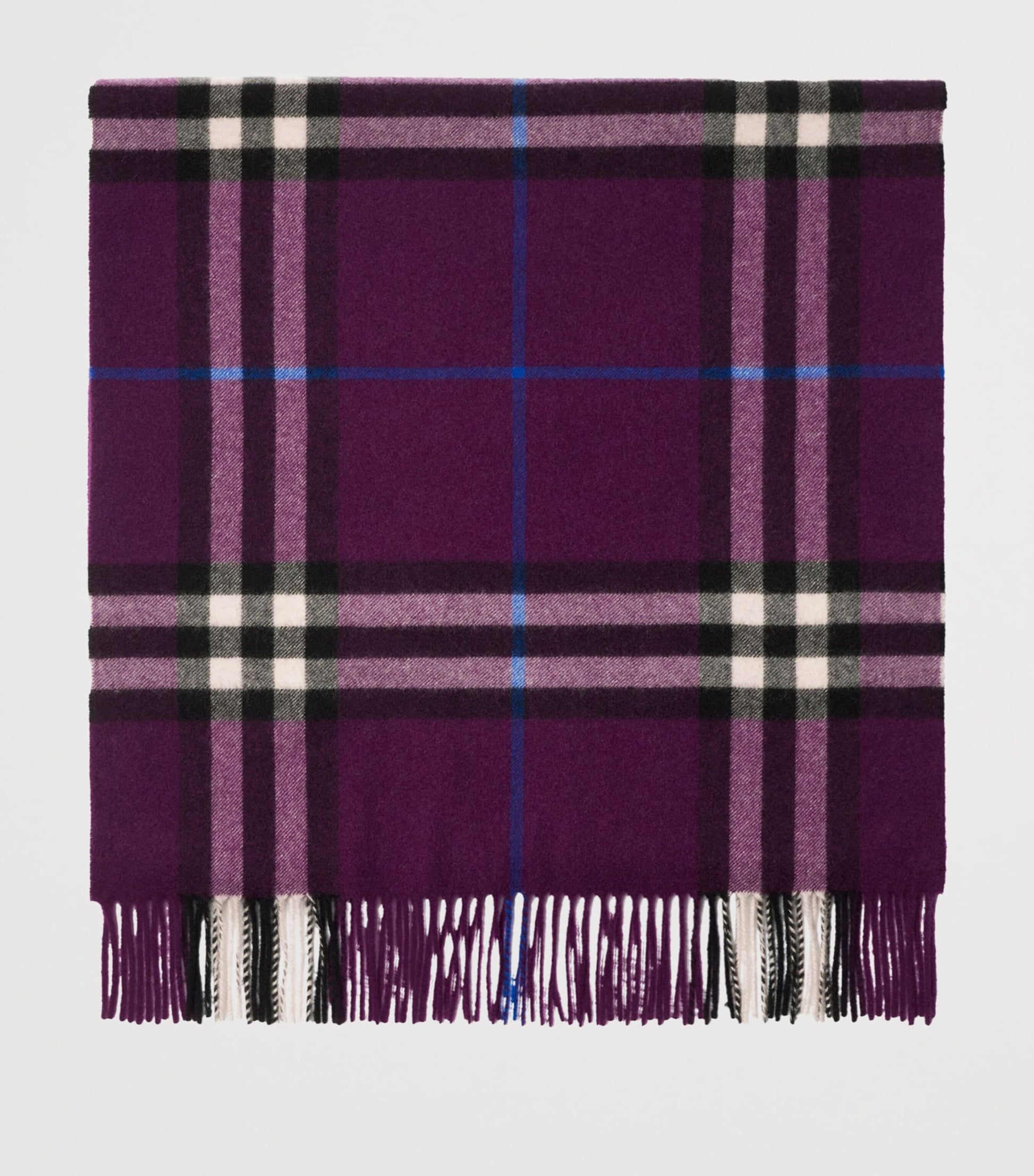 Purple Cashmere Wide Check Scarf