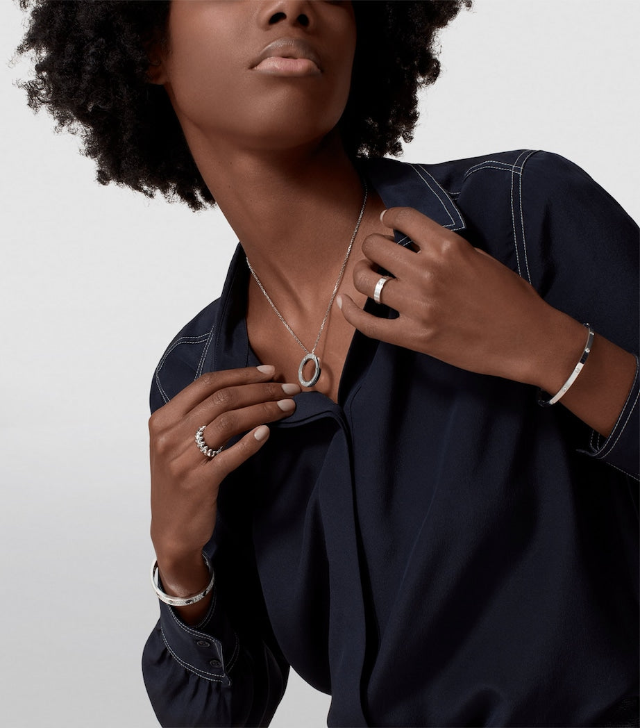 White Gold and Diamond LOVE Wedding Band