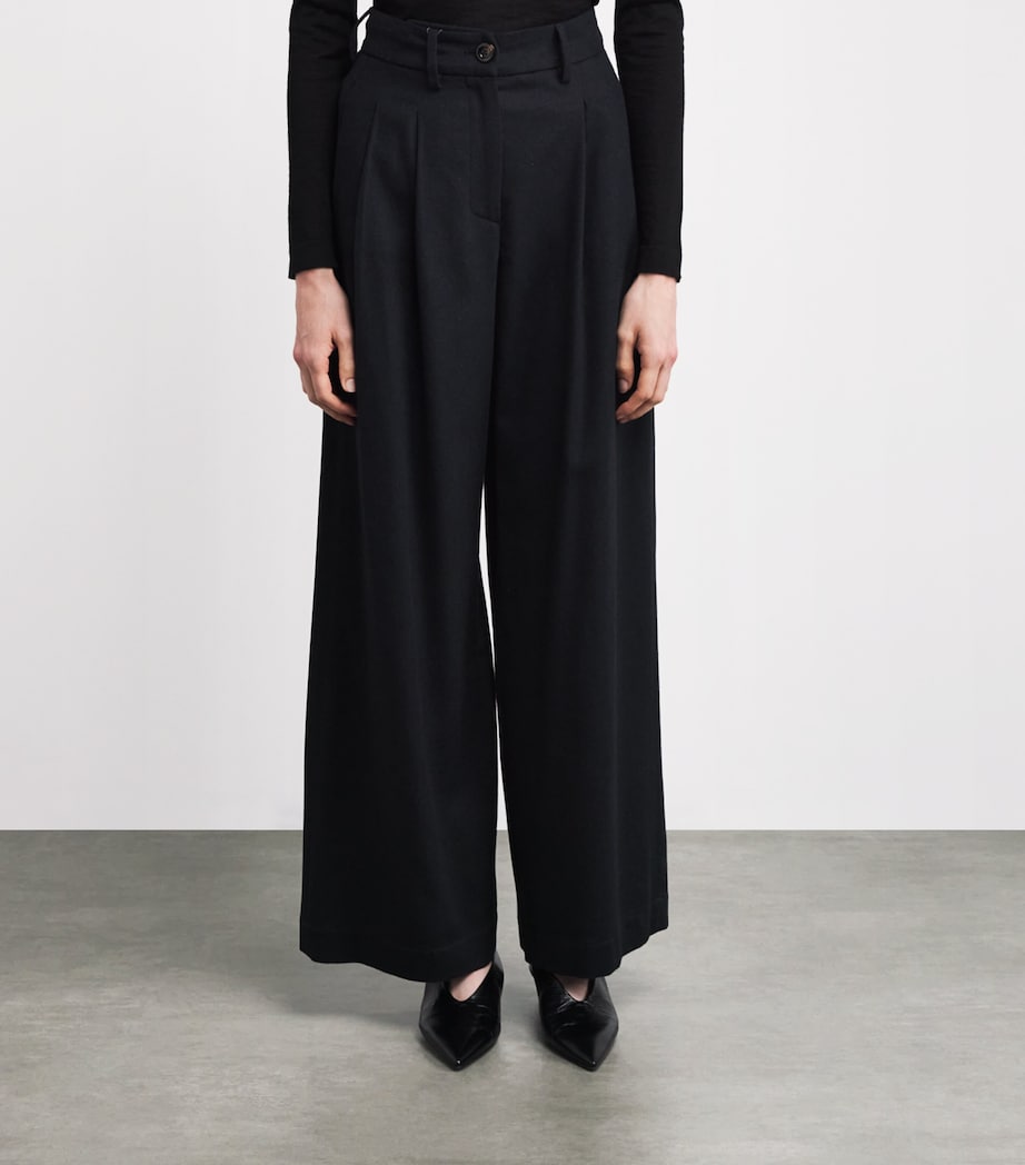 Colombo Kid Cashmere Pleated Wide-Leg Trousers