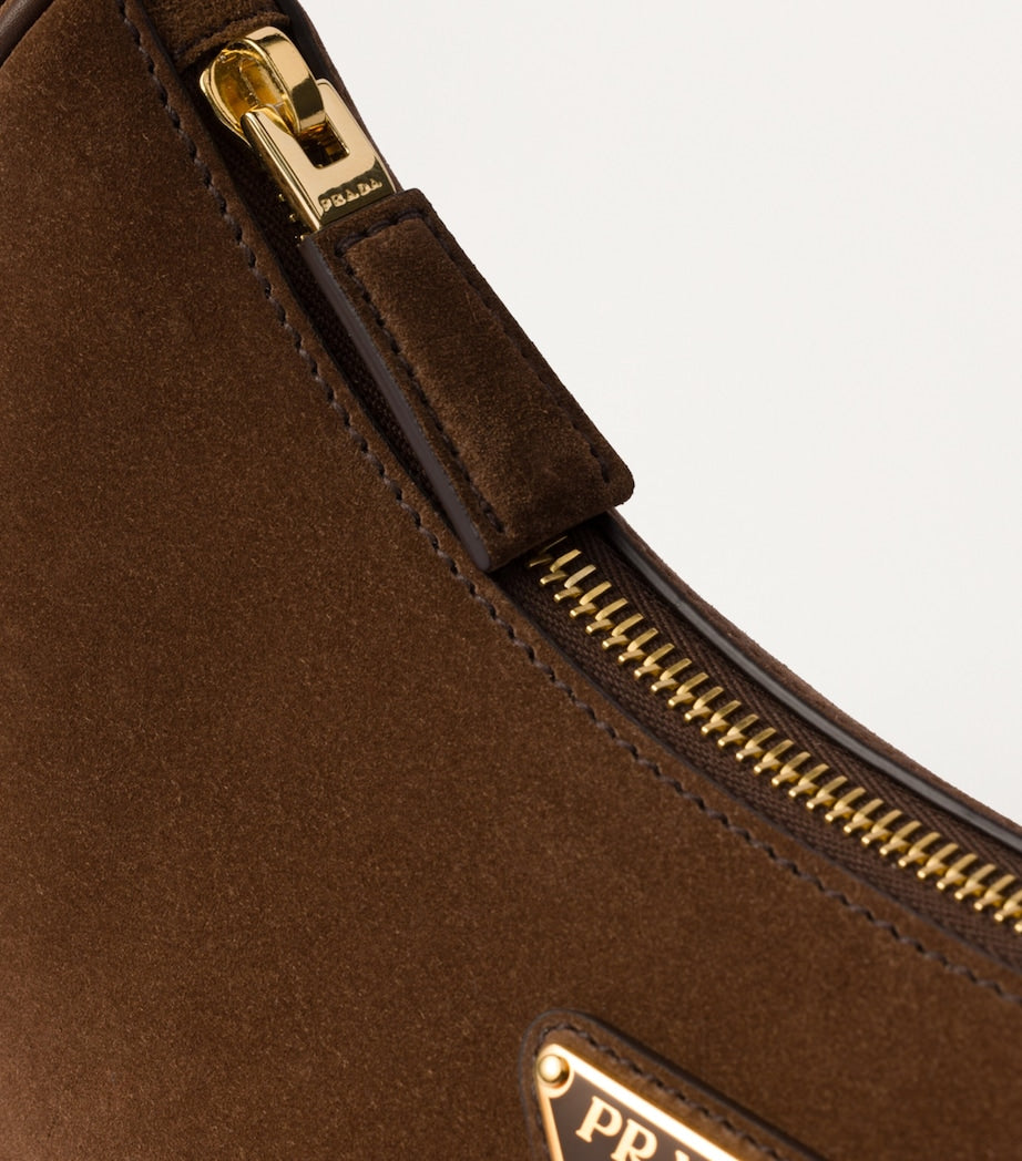 Prada Brown Suede Arqué Shoulder Bag
