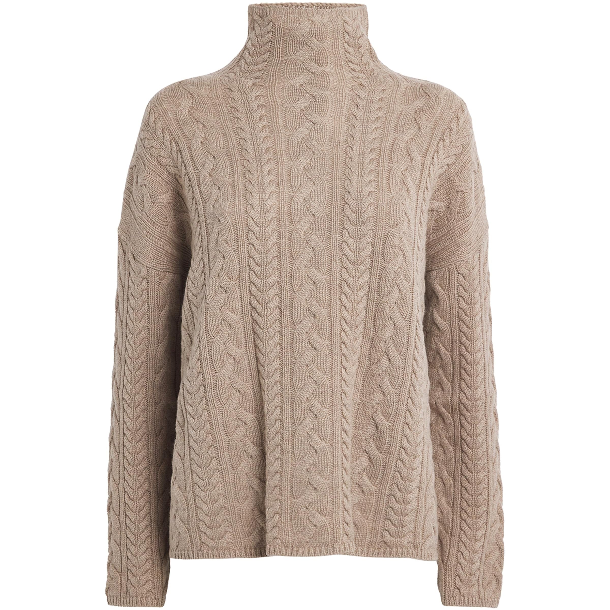 Max Mara Beige Wool-Cashmere Rollneck Sweater