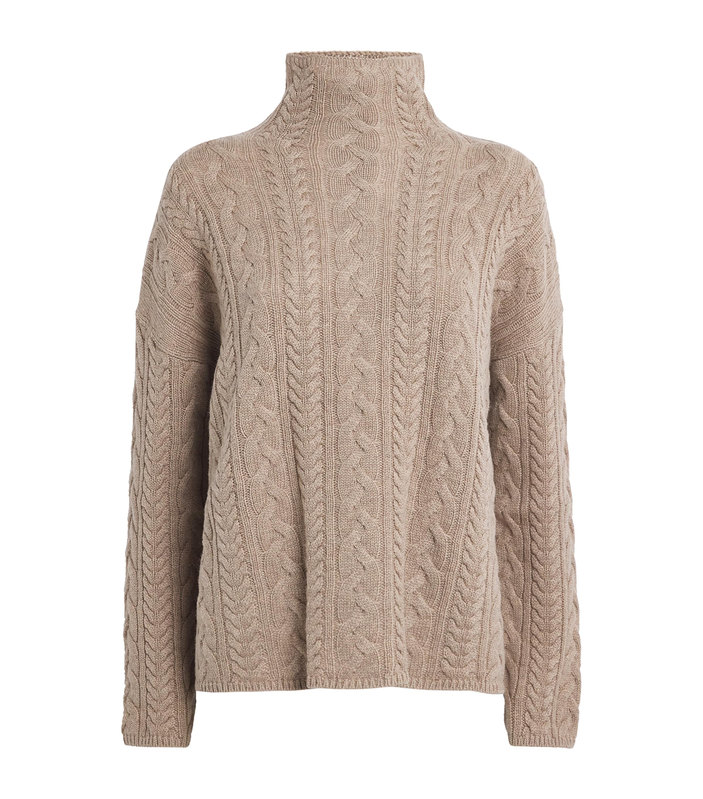 Max Mara Beige Wool-Cashmere Rollneck Sweater