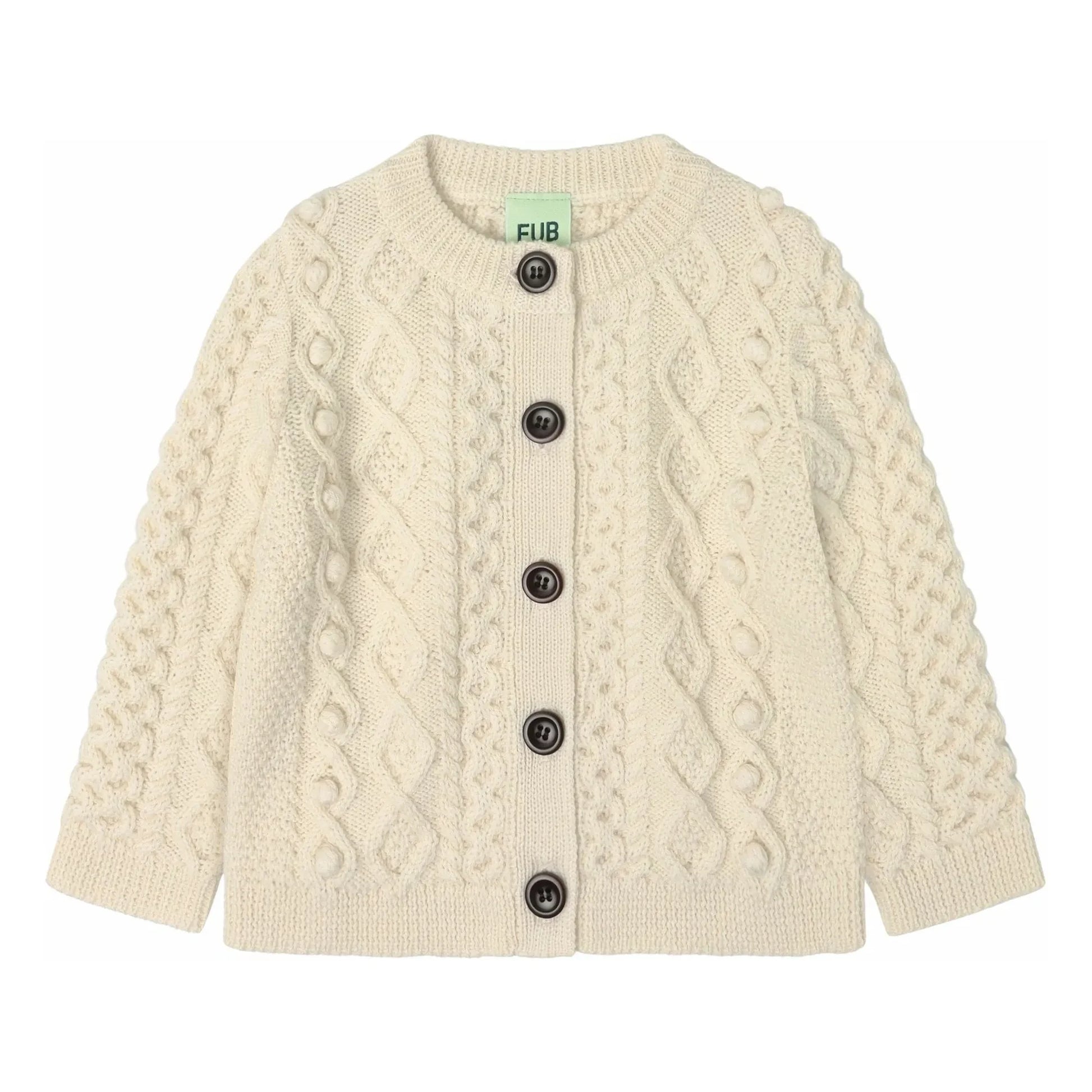 FUB - Aran Merino Wool Baby Cardigan | Ecru