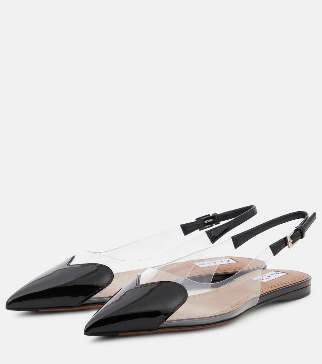 Alaïa - Le Cœur patent leather and PU slingback flats