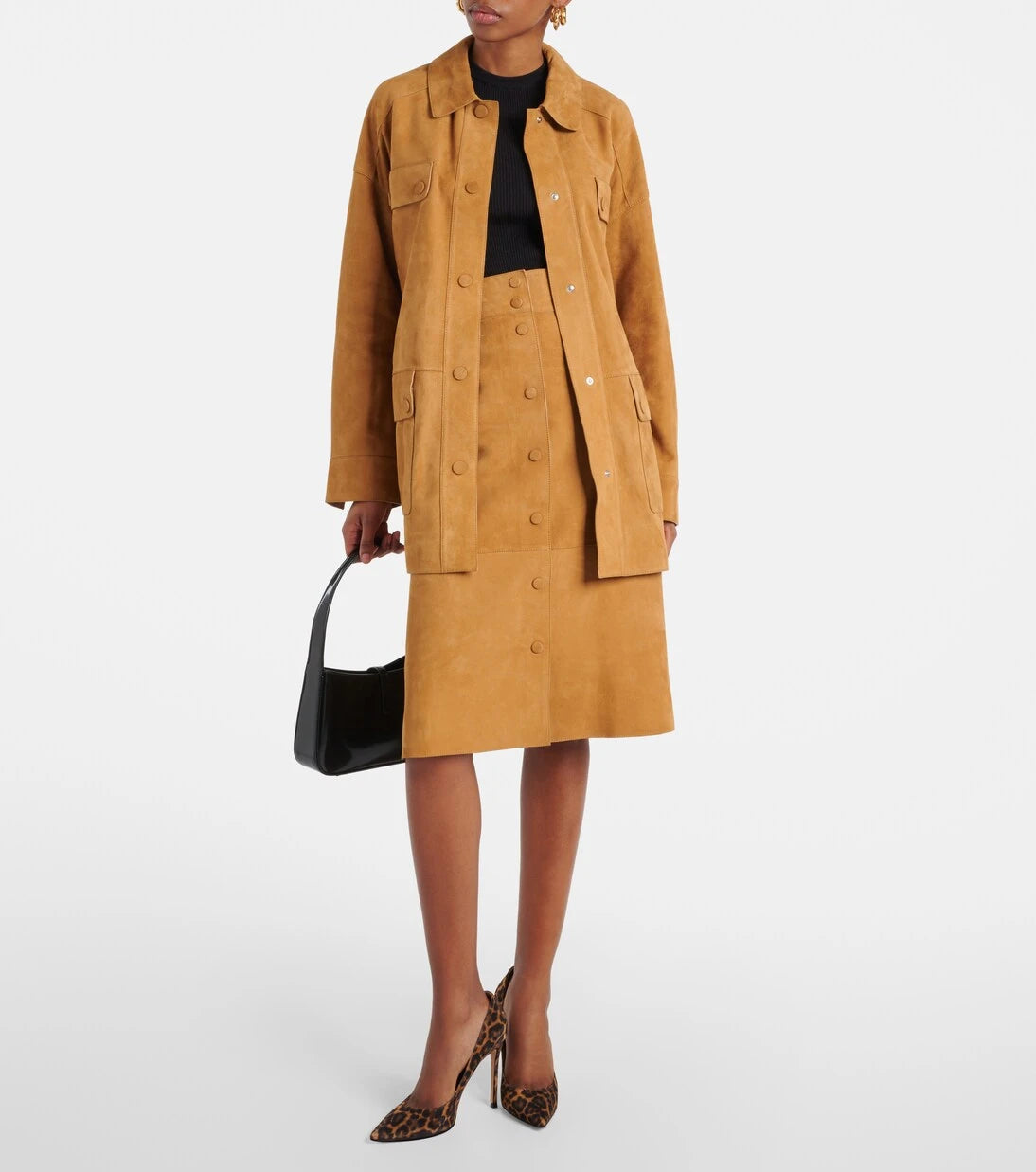 Yves Salomon - High-rise leather midi skirt