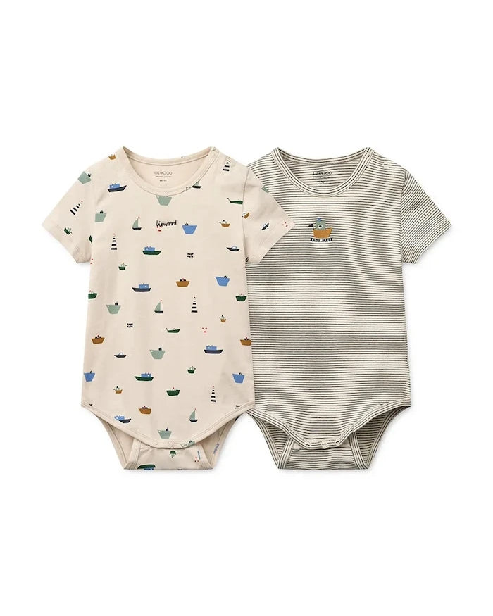 Liewood Yanni Grow Baskılı Kısa Kollu Bebek Body 2’li Paket