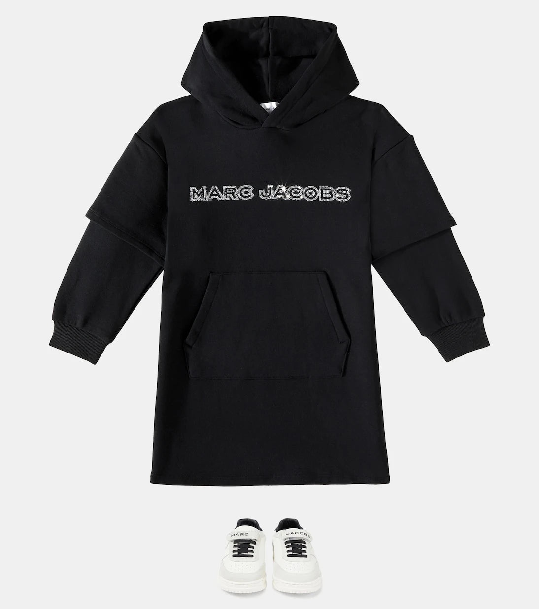 Marc Jacobs Kids - فستان سويت شيرت قطني مزين بالشعار