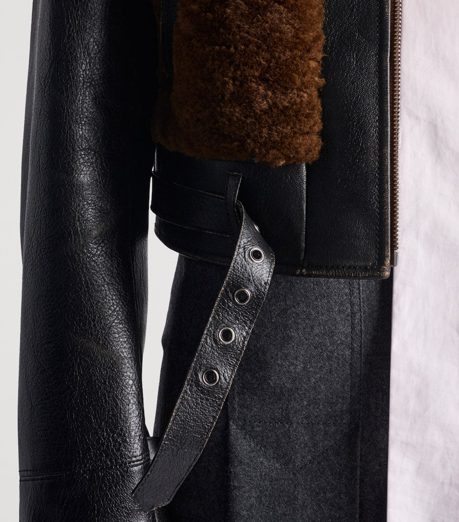 Prada Black Leather-Shearling Jacket
