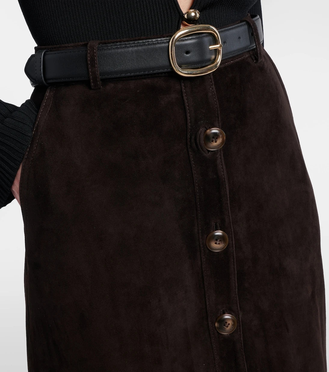 Self-Portrait - Suede midi skirt