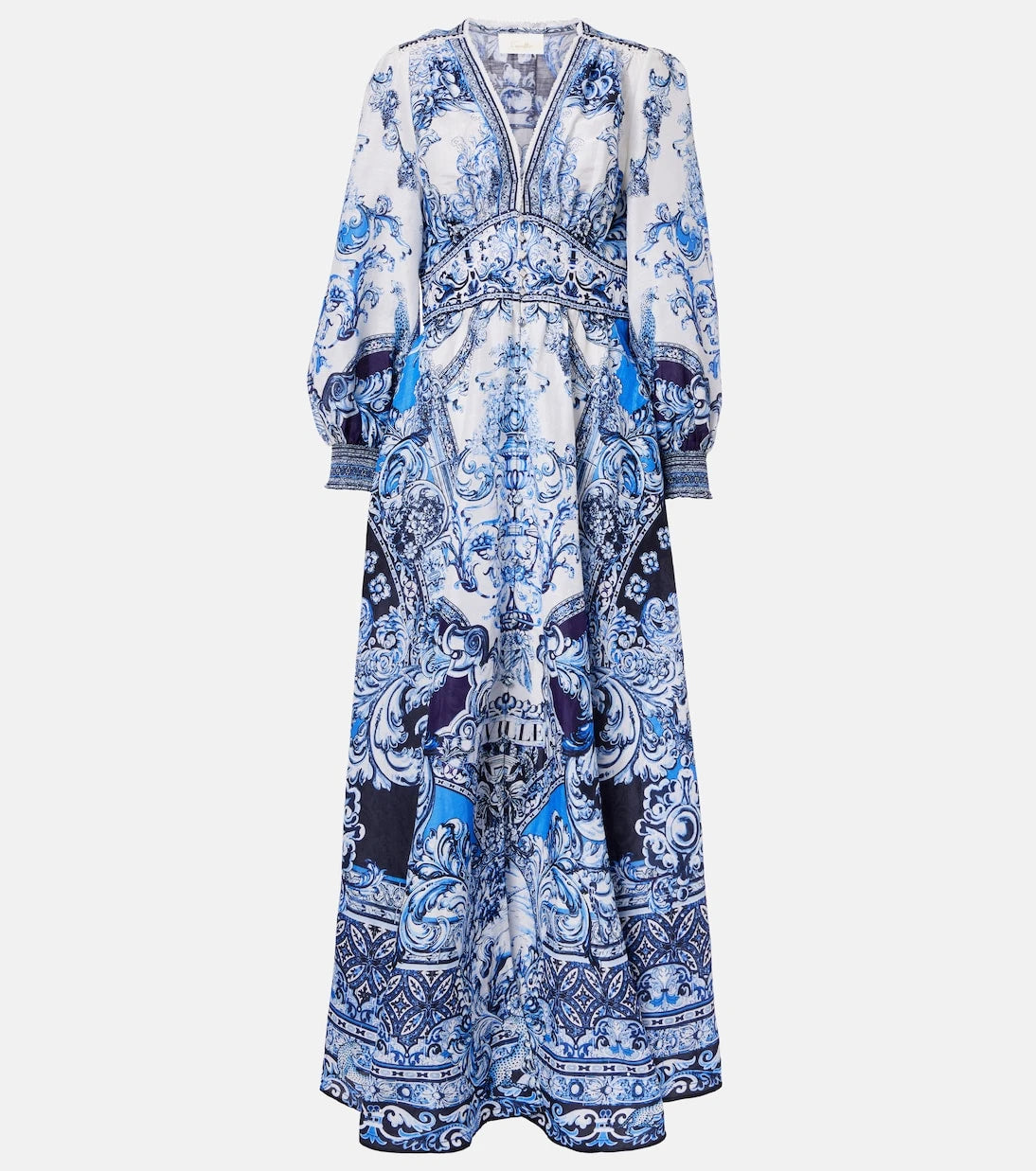 Camilla - Printed linen and silk maxi dress