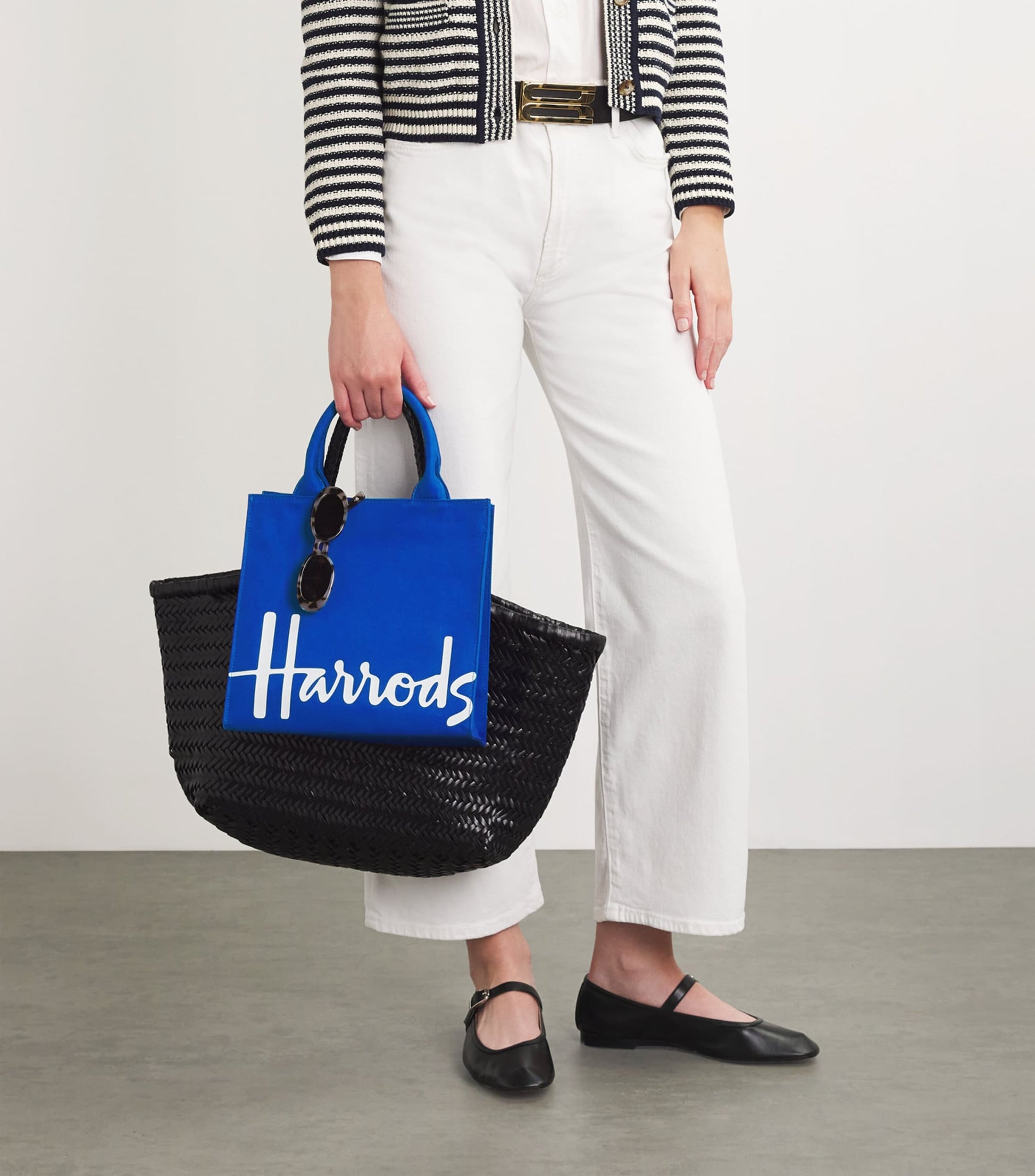 Harrods Blue Small Cotton Logo Tote Bag